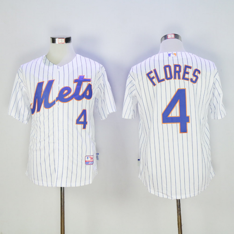 Men New York Mets 4 Flores White MLB Jerseys
